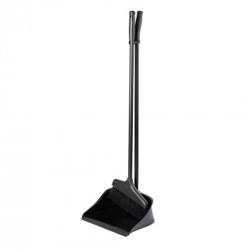 SAUBER Recogedor de pelo de mango largo con cepillo negro