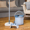 YORK Rotary MOP SPECIAL Set de limpieza de suelos con escurridor de pedal, cubo de 12L, mango telescópico, 2 cabezales de microfibra