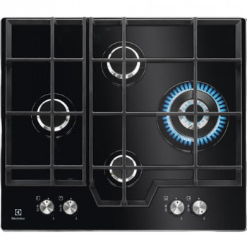 Electrolux KGG6456K placa de gas integrable 60 cm con 4 quemadores, cristal negro