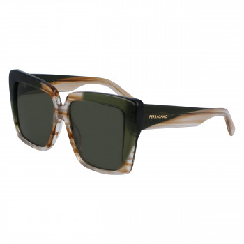Ferragamo mujer SF1060SN-263 gafas de sol mariposa, montura Havana, cristal degradado marrón, 55mm