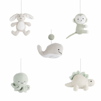 Baby's Only móvil musical, animales, 0+, verde laurel/lino cálido