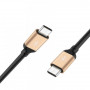 Cable de carga rápida JOYROOM S-M330 USB-C a USB-C 100W, cable de datos de nailon trenzado, 2m, negro-oro