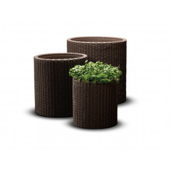 KETER set de macetas cilíndricas S+M+L marrón