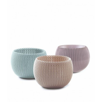 KETER Set de macetas Cozies Trio lila/beige/azul claro