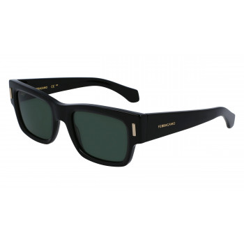Ferragamo hombre SF2011S-001 gafas de sol rectangulares, montura negra, cristales grises, 53mm