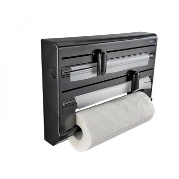 Soporte de pared para rollo de cocina, film transparente y papel de aluminio Parat, negro LEIFHEIT