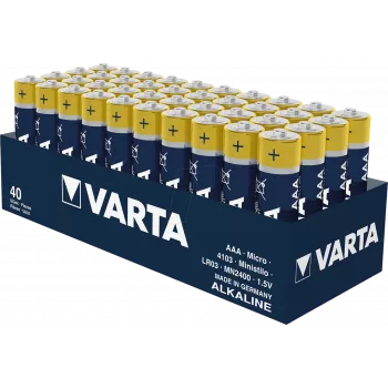 Pila alcalina desechable Varta Longlife Power AAA 1,5 V, pack de 40