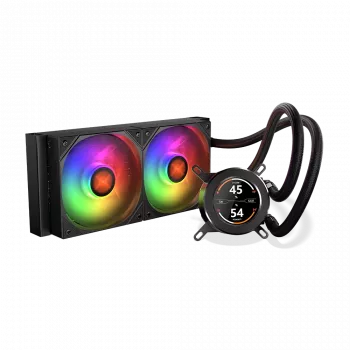 Refrigeración líquida AIO para CPU 240 mm KRUX HydroGlance 240 ARGB LCD — radiador de 240 mm, iluminación ARGB, pantalla LCD