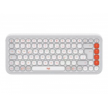 Teclado inalámbrico LOGITECH - Pop Icon Keys - Off White y naranja Qwertz alemán