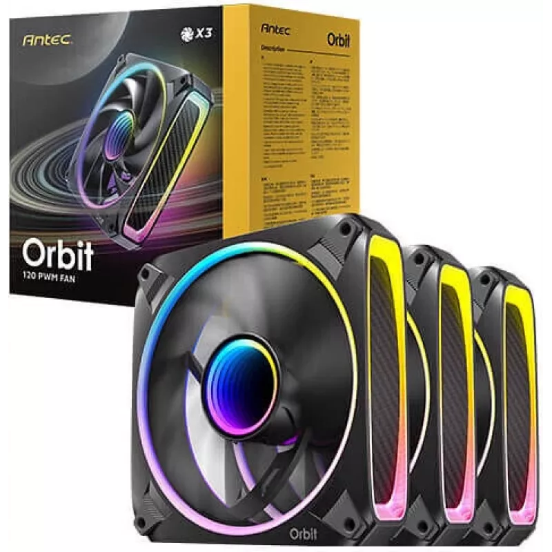 Ventilador de carcasa Antec Orbit 120 ARGB PWM pack de 3 - Negro