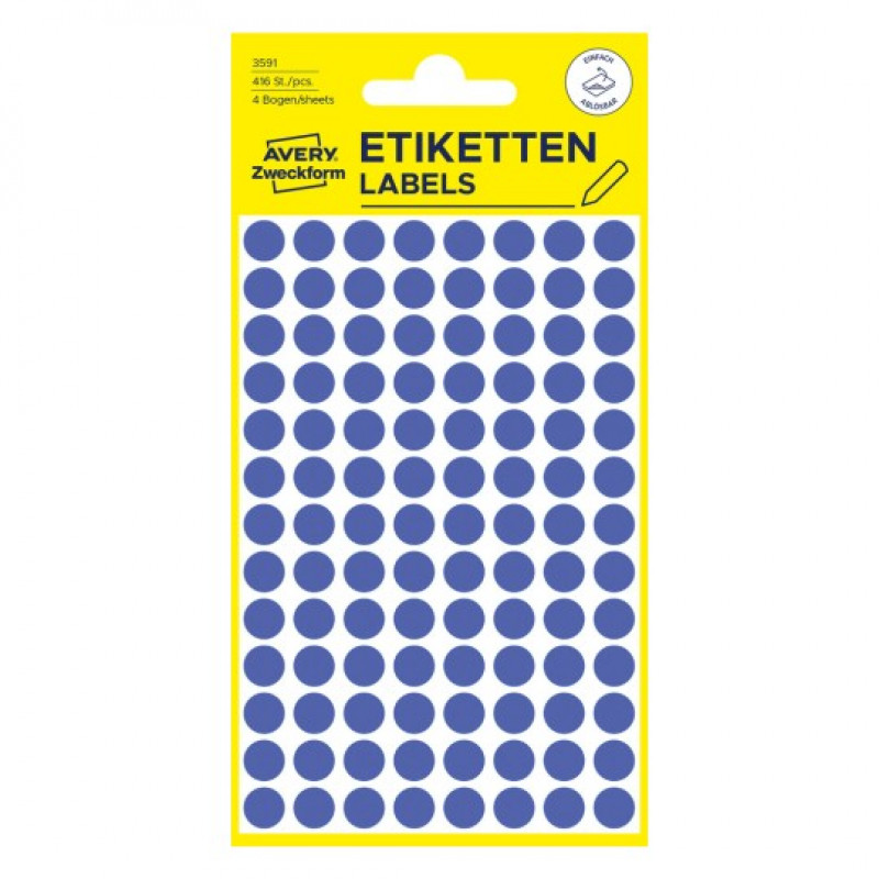Avery Zweckform 3591 - puntos de marcado despegables, Ø 8 mm, azul, 416 uds.
