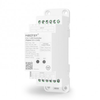 MiBoxer TZ2 controlador LED 2 en 1 para carril DIN, Zigbee 3.0 + RF, 12–48 V, 20 A total